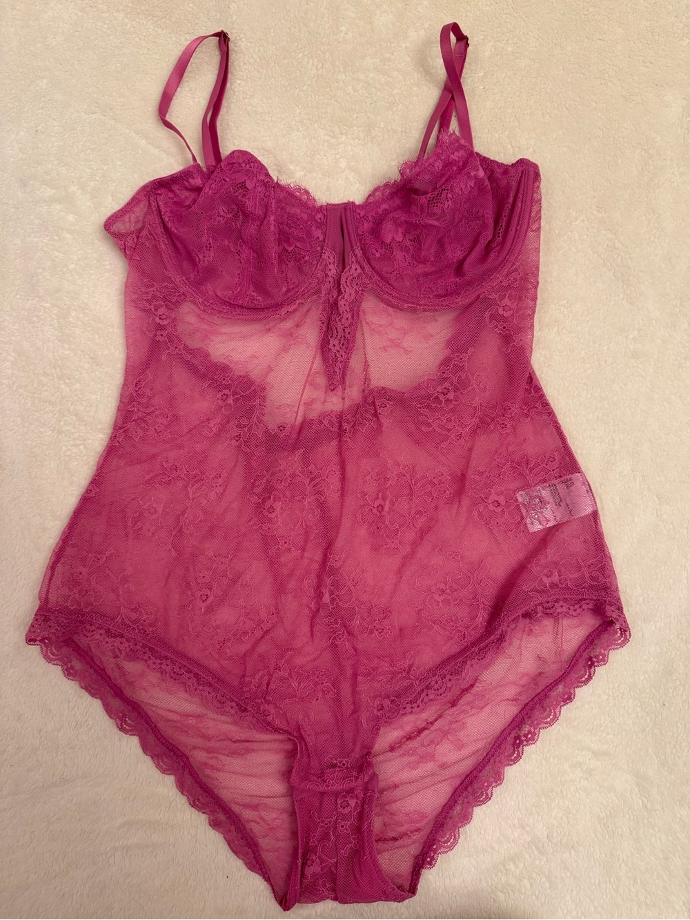INC International Concepts Lace Bodysuit - Dutch Pink, XXL